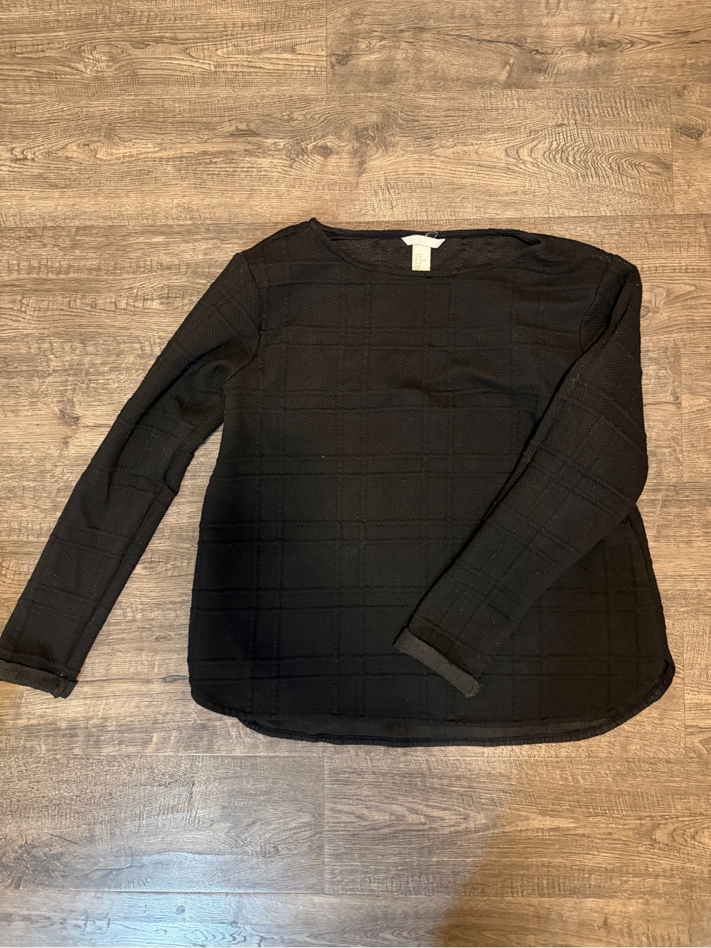 H&M Black Long-Sleeve Textured Knit Top
